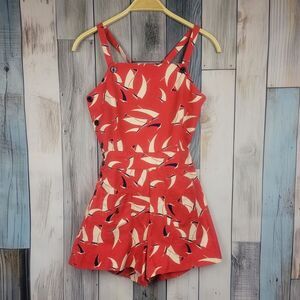 Ralph Lauren Girls Red Sailboat Print Romper With Open Back Size 16